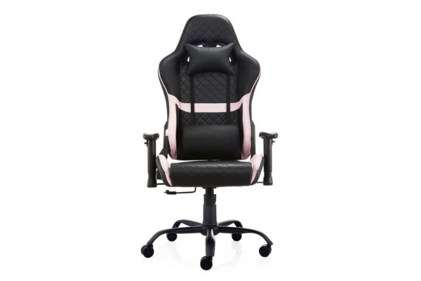 David Diamond Pattern Steel Base Gaming Chair (Black+Pink)