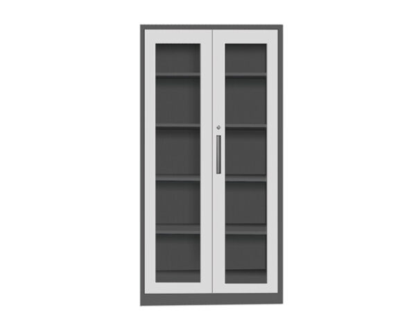5-Layer Glass Swing Door Steel Cabinet (Grey+White) - Image 2