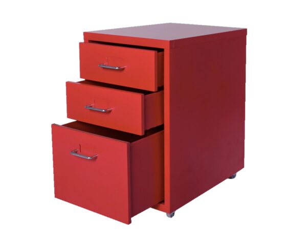 Metal 3-Drawer Steel Cabinet (Red)