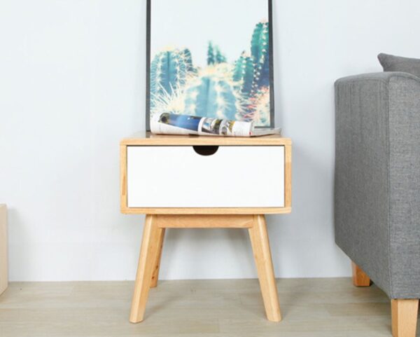 Mellisa Solid Thailand Rubberwood Bed Side Table (with Drawer) - Image 3