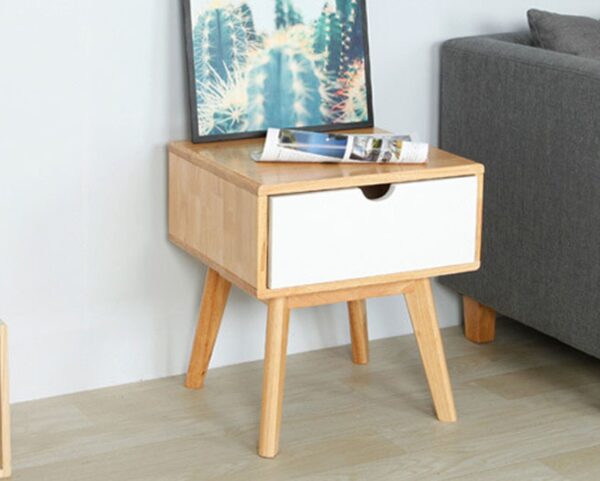 Mellisa Solid Thailand Rubberwood Bed Side Table (with Drawer) - Image 2