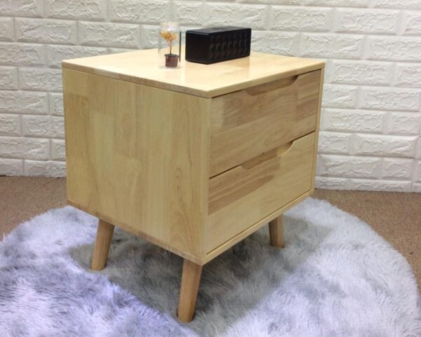 Montana Solid Thailand Rubberwood Bed Side Table (with Drawers) - Image 3