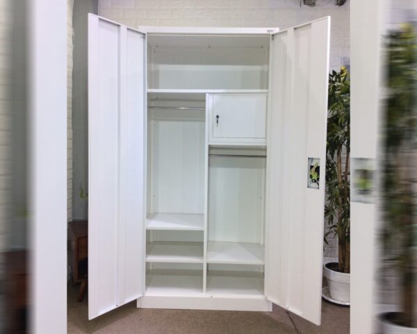 2 Swing Door Clothes Steel Locker Cabinet (White) - Image 3