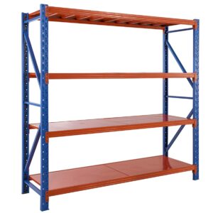 Heavy Duty 4-Layer Welded Frame Adjustable Shelves (Blue+Orange)