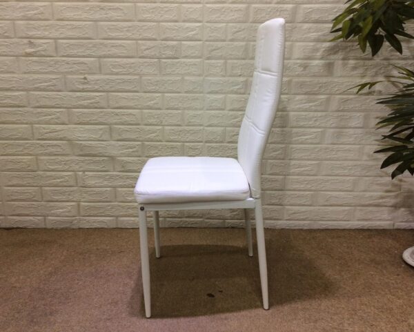 Amelia PU Leather Seat Metal Leg Dining Chair (White) - Image 3