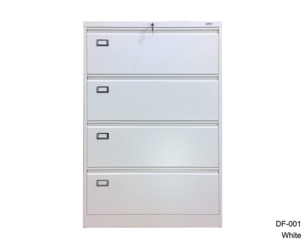 Lateral 4-Drawer Steel Filing Cabinet (White, Grey+White) - Image 2