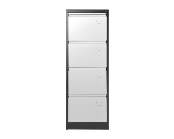 Vertical 4-Drawer Steel Filing Cabinet (Grey+White, All White) - Image 2