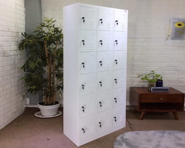 18-Door Steel Locker Cabinet (Dark Grey+White, White) - Image 3