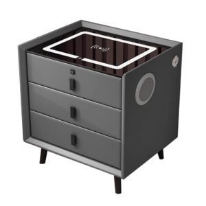 Fia w/ Fingerprint Lock Wireless Fast Charge, Three Color LED Light, USB Port, Bluetooth Audio Bedside Drawer