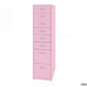 Metal 8-Drawer Steel Cabinet (Red, Pink)