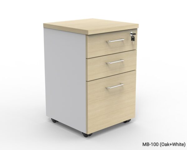 MB-100 / Mobile Pedestal 3 Drawer (Oak+White, Walnut Grey)