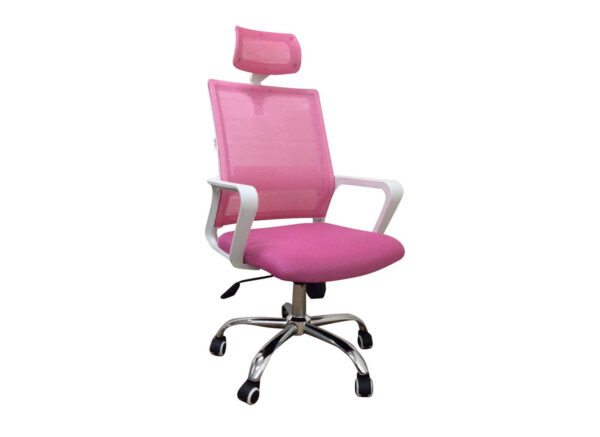 Deluxe-45 High Back Mesh Chair (White+Pink, White+Black) - Image 4