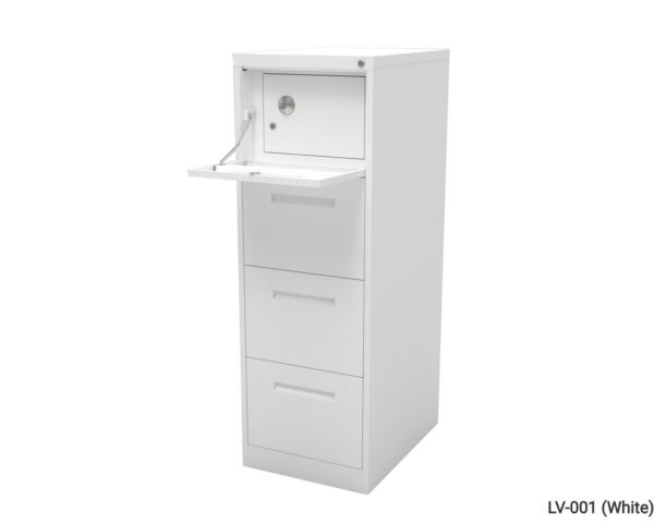 Vertical 4-Drawer with Safe Vault & Keys Manual-combination keylock Steel Filing Cabinet (White, Black) - Image 2