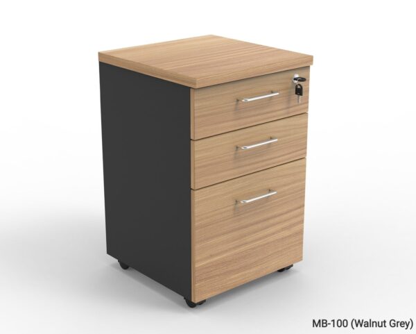 MB-100 / Mobile Pedestal 3 Drawer (Oak+White, Walnut Grey) - Image 3