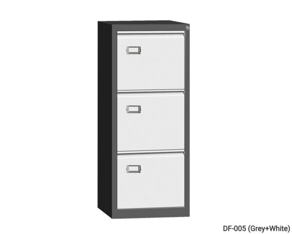 Vertical 3-Drawer Steel Filing Cabinet (White+Grey, All White) - Image 2