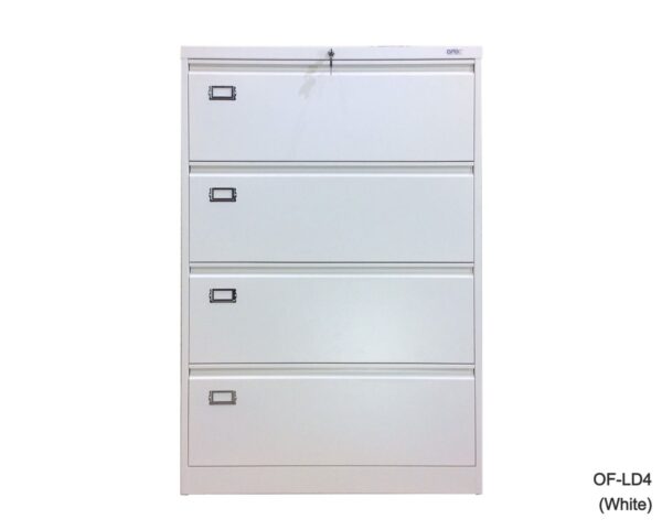 Lateral 4-Drawer Steel Filing Cabinet (White, Grey+White) - Image 3