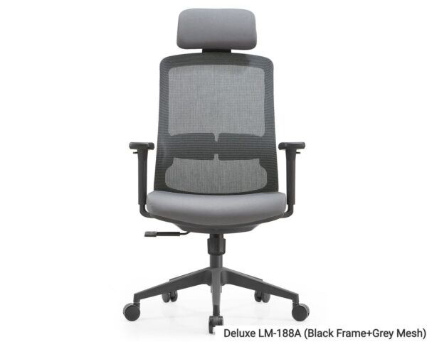 Deluxe LM-188A High Back Mesh Chair (Black, Grey) - Image 2