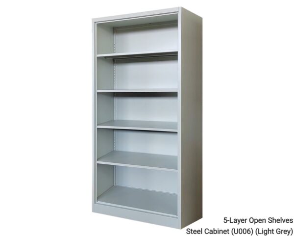 5-Layer Open Shelves Steel Cabinet (Grey, White) - Image 2